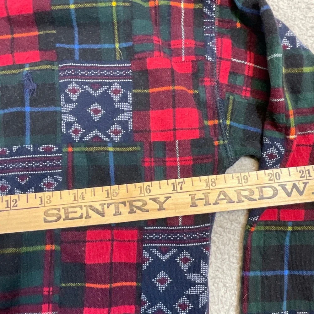 Polo Ralph Lauren Sweatshirt Kids L 12-14 Multi Excellent Patchwork Plaid Nordic
